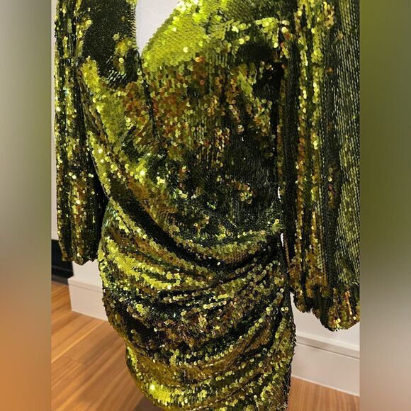 Zara green sequin dress, size XS NWT - Picture 5 of 11